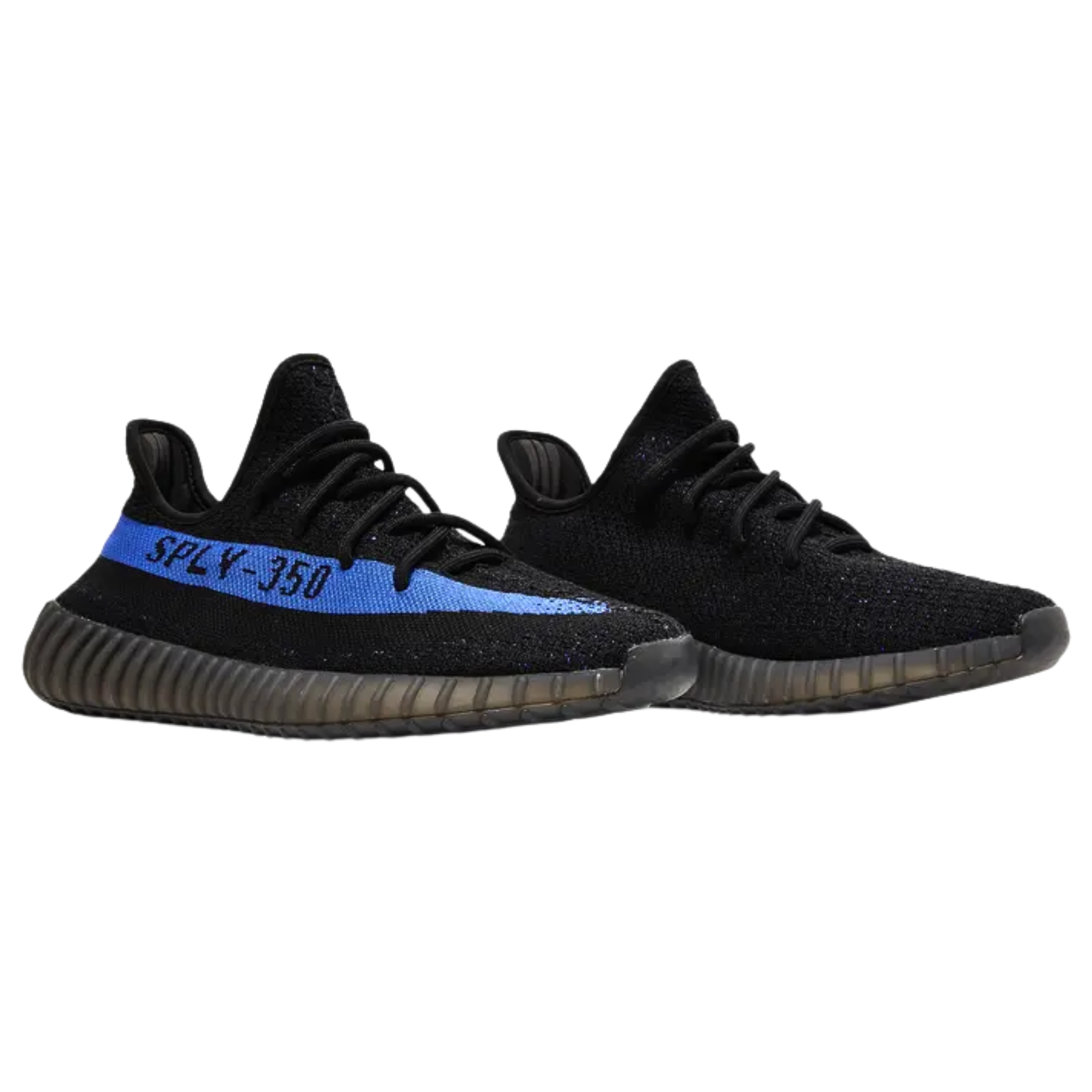 Shop the adidas Yeezy Boost 350 V2 ‘Dazzling Blue’ featuring a black Primeknit upper with royal blue accents and SPLY-350 branding. The sleek design includes a full-length Boost midsole for responsive cushioning, wrapped in a semi-translucent TPU cage for added durability and support.