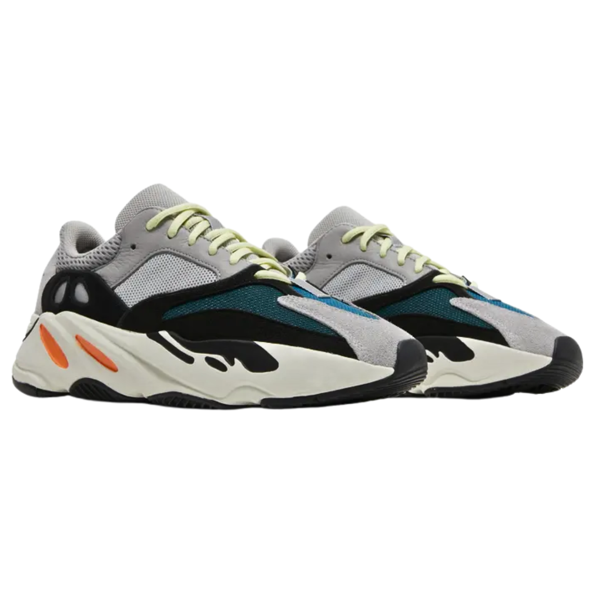 Shop the 2023 Yeezy Boost 700 ‘Wave Runner’ featuring the original 2017 colorway. The upper combines leather, mesh, suede, and 3M, while the sculpted midsole with Boost cushioning ensures comfort. Accented with blue, teal, orange, and yellow, this iconic design delivers both style and support.