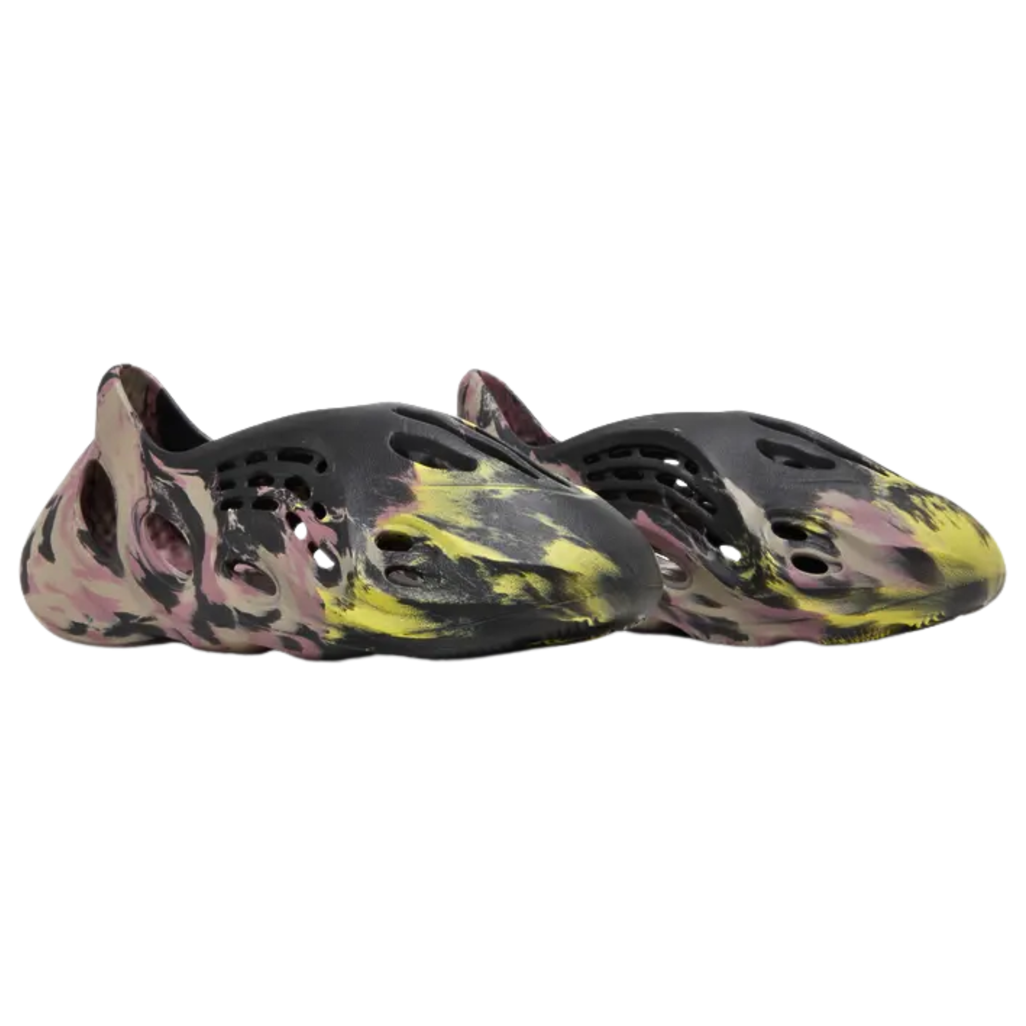 Shop the adidas Yeezy Foam Runner ‘MX Carbon’ featuring a vibrant mix of black, grey, yellow, and pink in a molded EVA foam design. With ventilation ports for airflow, a sculpted collar and heel for a secure fit, and a discreet adidas logo on the outsole, this futuristic clog offers both style and comfort.
