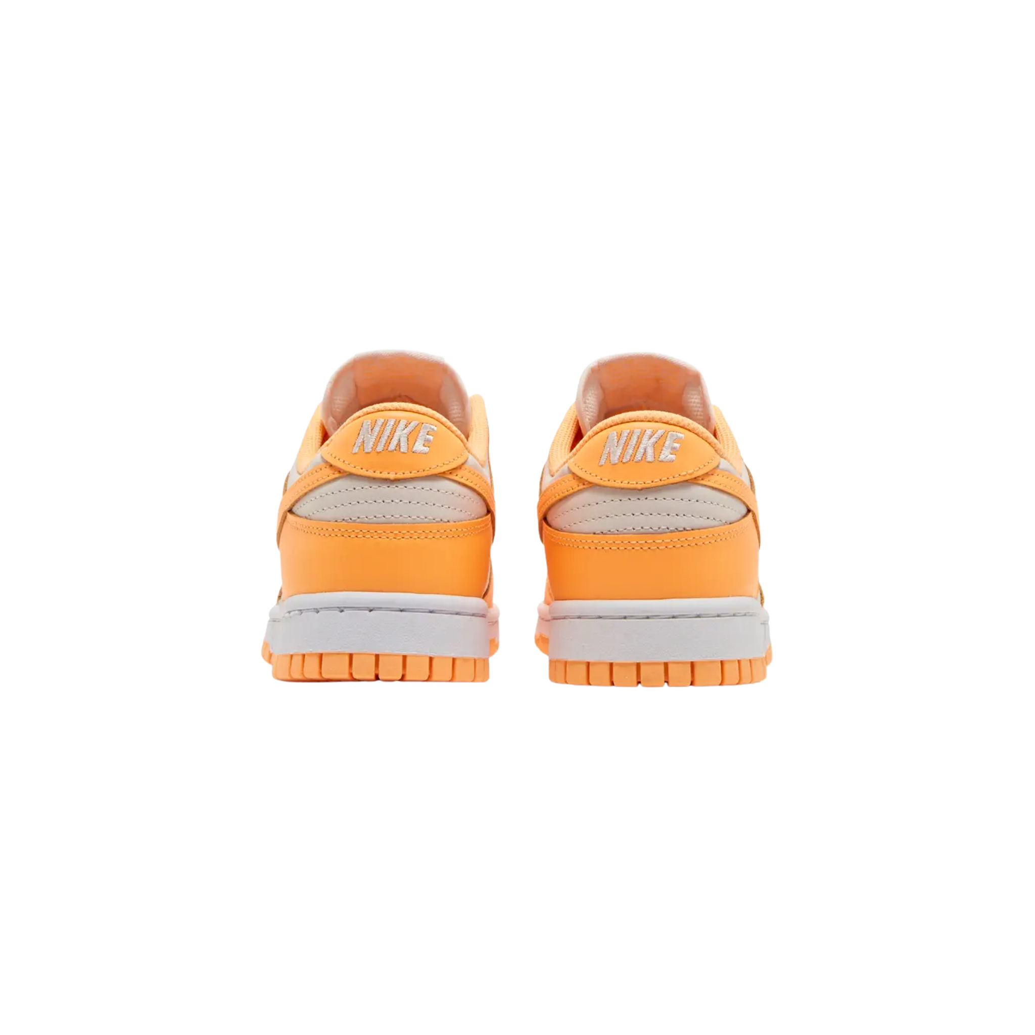 The Nike Women’s Dunk Low ‘Peach Cream’ features a two-tone design, combining a light grey base with vibrant orange leather overlays. The classic color blocking is complemented by heritage details such as a perforated toe box, breathable nylon tongue, and durable cupsole tooling. The sneaker is finished with an orange rubber outsole, designed with a concentric-circle traction pattern for superior grip and performance.