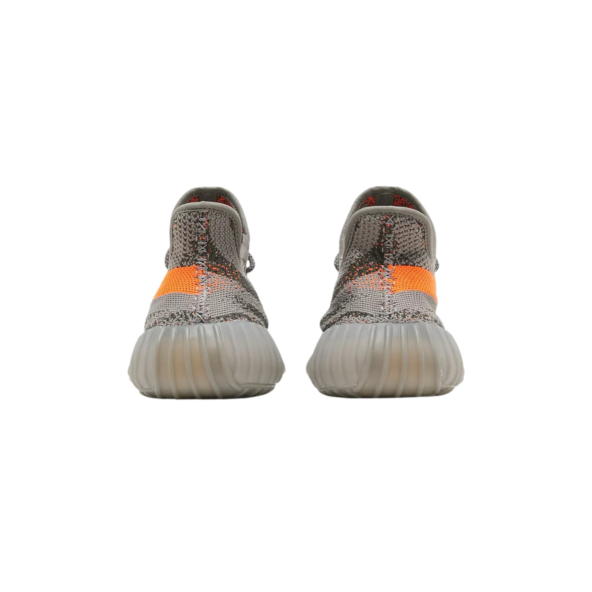 Shop the adidas Yeezy Boost 350 V2 ‘Beluga Reflective,’ featuring a grey Primeknit upper with a bold orange side stripe and SPLY-350 branding. Reflective fibers enhance visibility in low light, while the sneaker retains its iconic tooling with a full-length Boost midsole wrapped in a semi-translucent rubber cage for comfort and durability.
