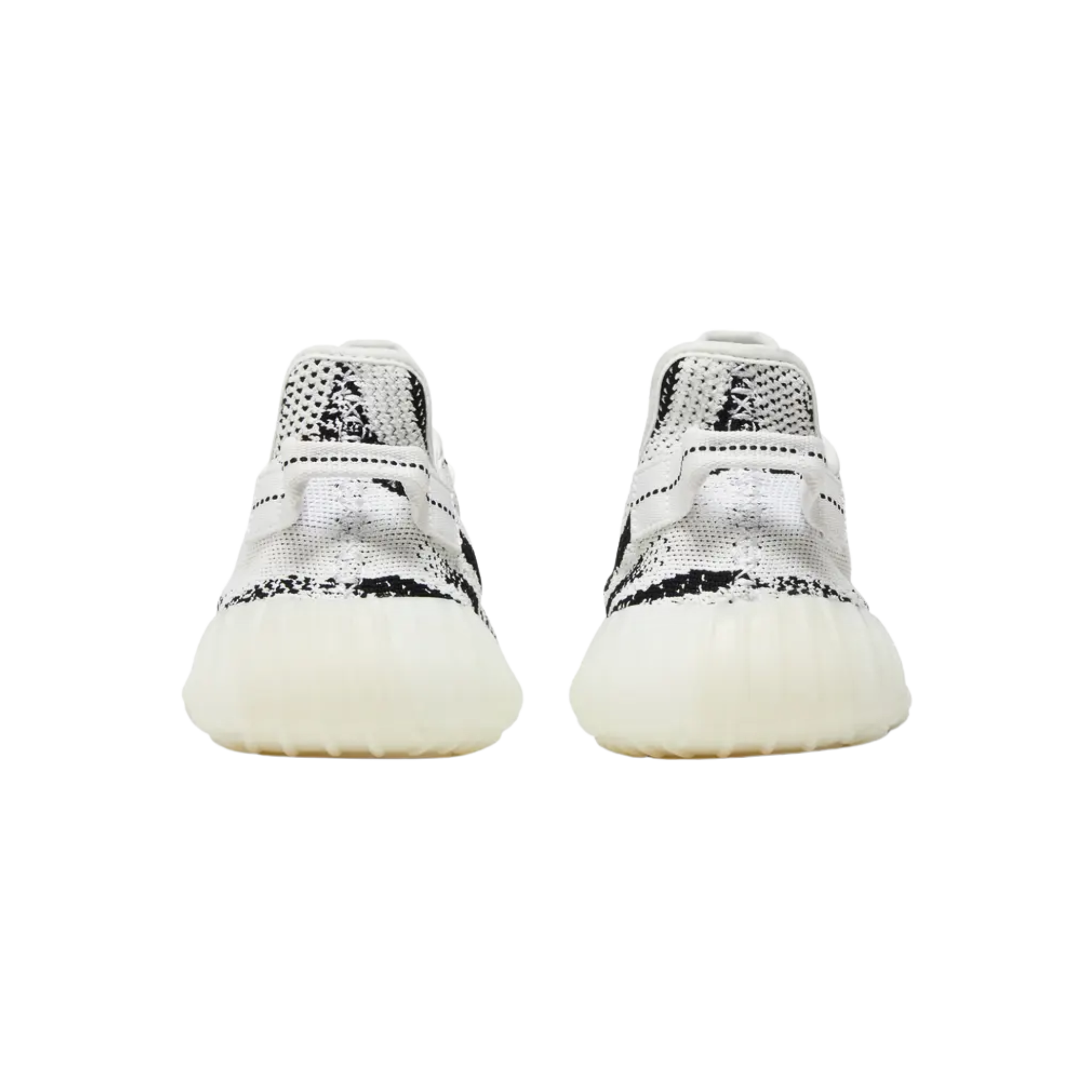 Shop the 2022 reissue of the adidas Yeezy Boost 350 V2 ‘Zebra,’ featuring a white Primeknit upper with black zebra stripes and red SPLY-350 branding. This minimalist sneaker offers a stitched pull tab for easy wear, full-length Boost cushioning, and a semi-translucent TPU cage with a grippy rubber outsole for traction and support.
