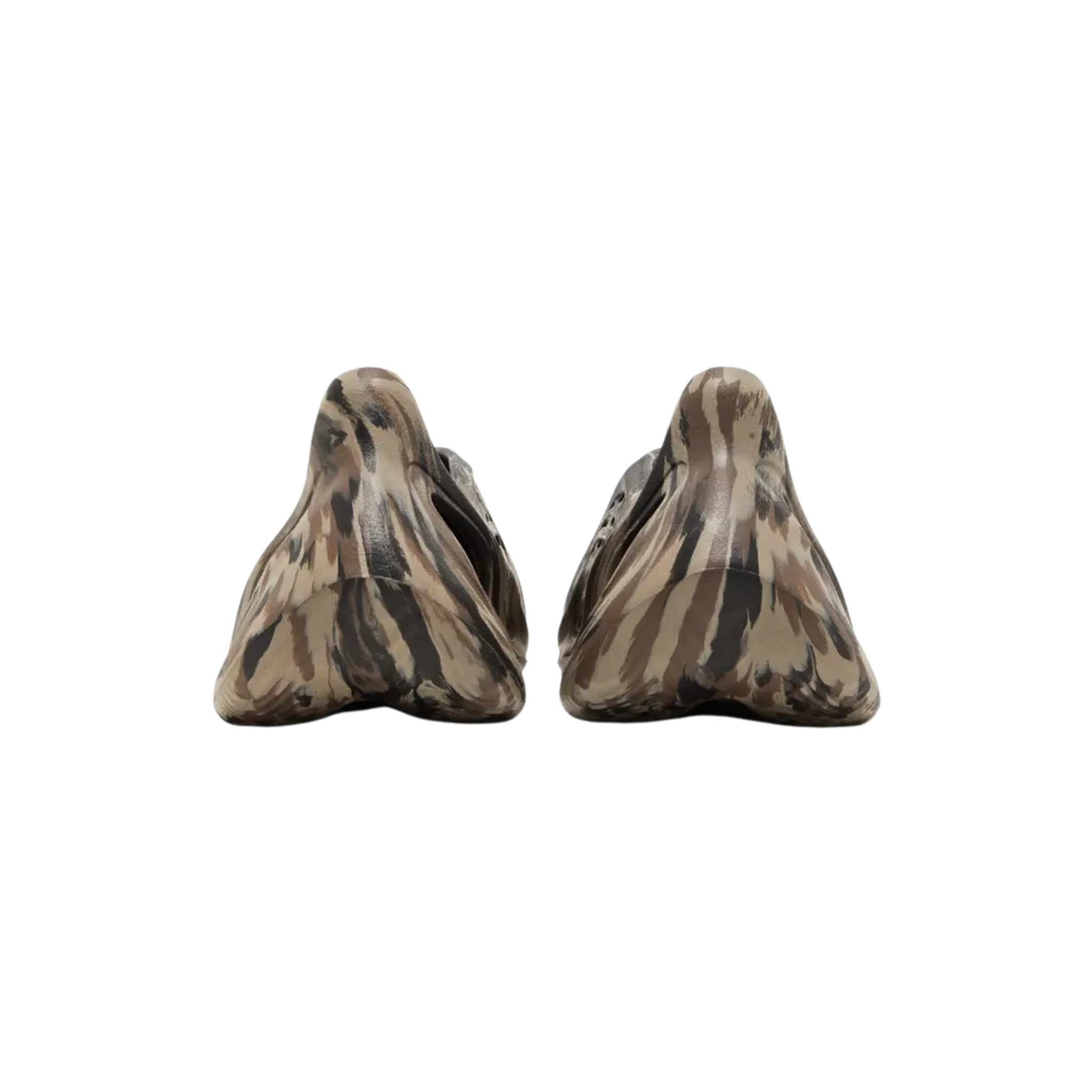 Shop the adidas Yeezy Foam Runner ‘MX Cinder’ with a mix of brown and tan shades, highlighted by bursts of aqua blue. Crafted from injected EVA foam, it features strategic vents for breathability, a soft footbed for comfort, and a contoured outsole with wavy tread for optimal grip.