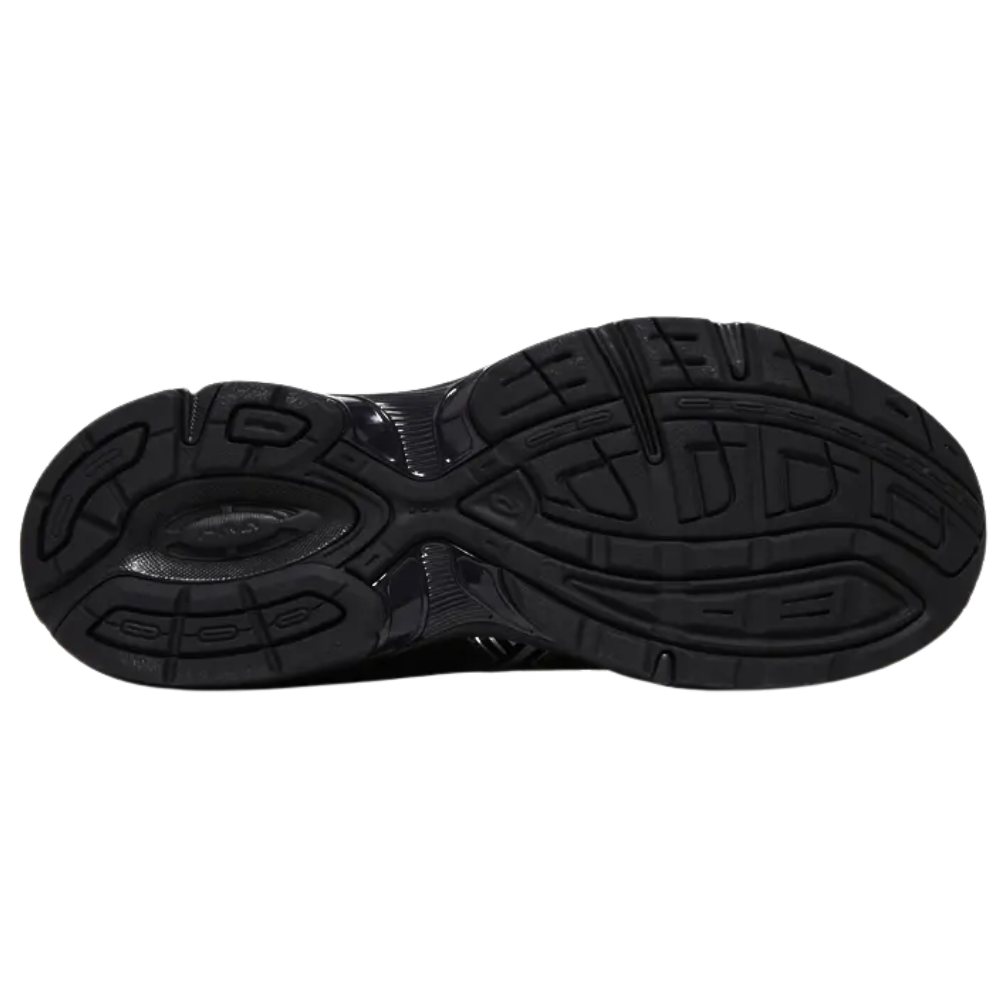 The ASICS Gel 1130 'Black Pure Silver' features a black open-cell mesh upper with tonal synthetic leather overlays. Metallic silver accents highlight the signature tiger stripes, toe wrap, and heel overlay, while grey textile lines the collar for a sleek, neutral look. The sneaker offers lightweight cushioning with a solid black EVA midsole and a shock-absorbing Gel insert in the heel for added comfort and support.