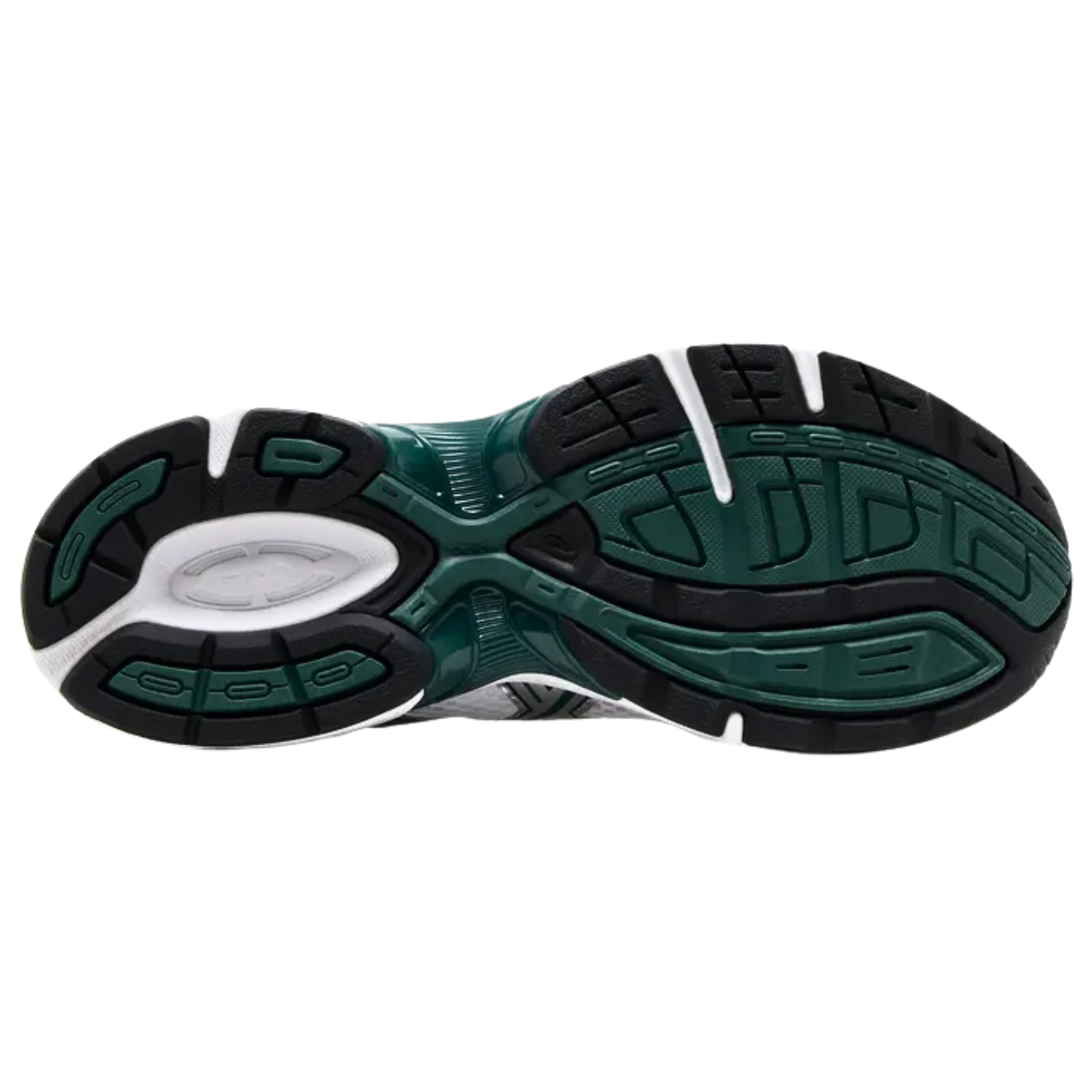 The ASICS Gel 1130 'White Dark Neptune' sneaker features a breathable white mesh upper, durable synthetic leather overlays, and shiny metallic silver tiger stripes with dark emerald accents. This retro runner is designed with a white EVA foam midsole, visible Gel cushioning in the heel, and a durable rubber outsole. Equipped with ASICS' TRUSSTIC support system, this stylish and supportive sneaker offers both comfort and stability.