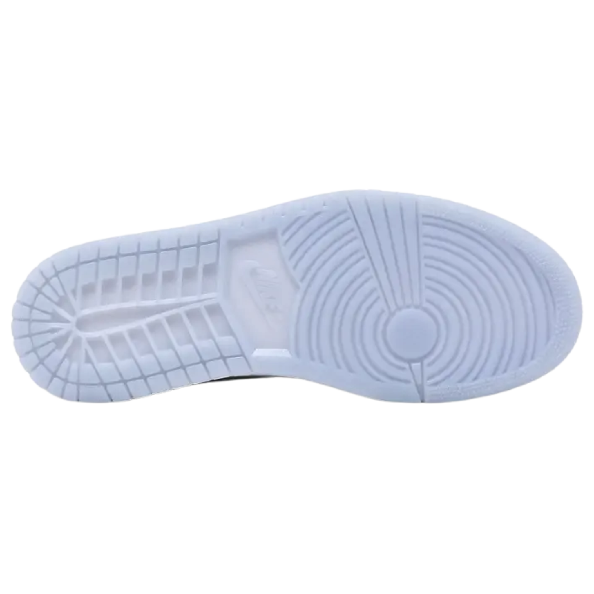 Wmns Air Jordan 1 Low 'White Wolf Grey' 2024 featuring a white leather upper with grey suede overlays and a grey Swoosh. The sneaker includes white laces, a woven Nike Air tongue tag, and a classic Wings logo on the heel tab. It sits on a white midsole with a grey rubber outsole.
