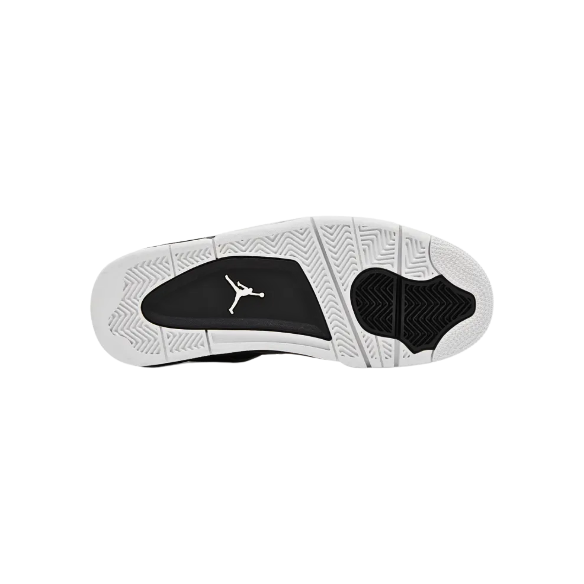 The 2024 Air Jordan 4 Retro GS 'Fear' features a black nubuck upper with Cool Grey and Pure Platinum accents, Jumpman branding on the tongue and heel, and a speckled black midsole with a red-tinged Air-sole unit.