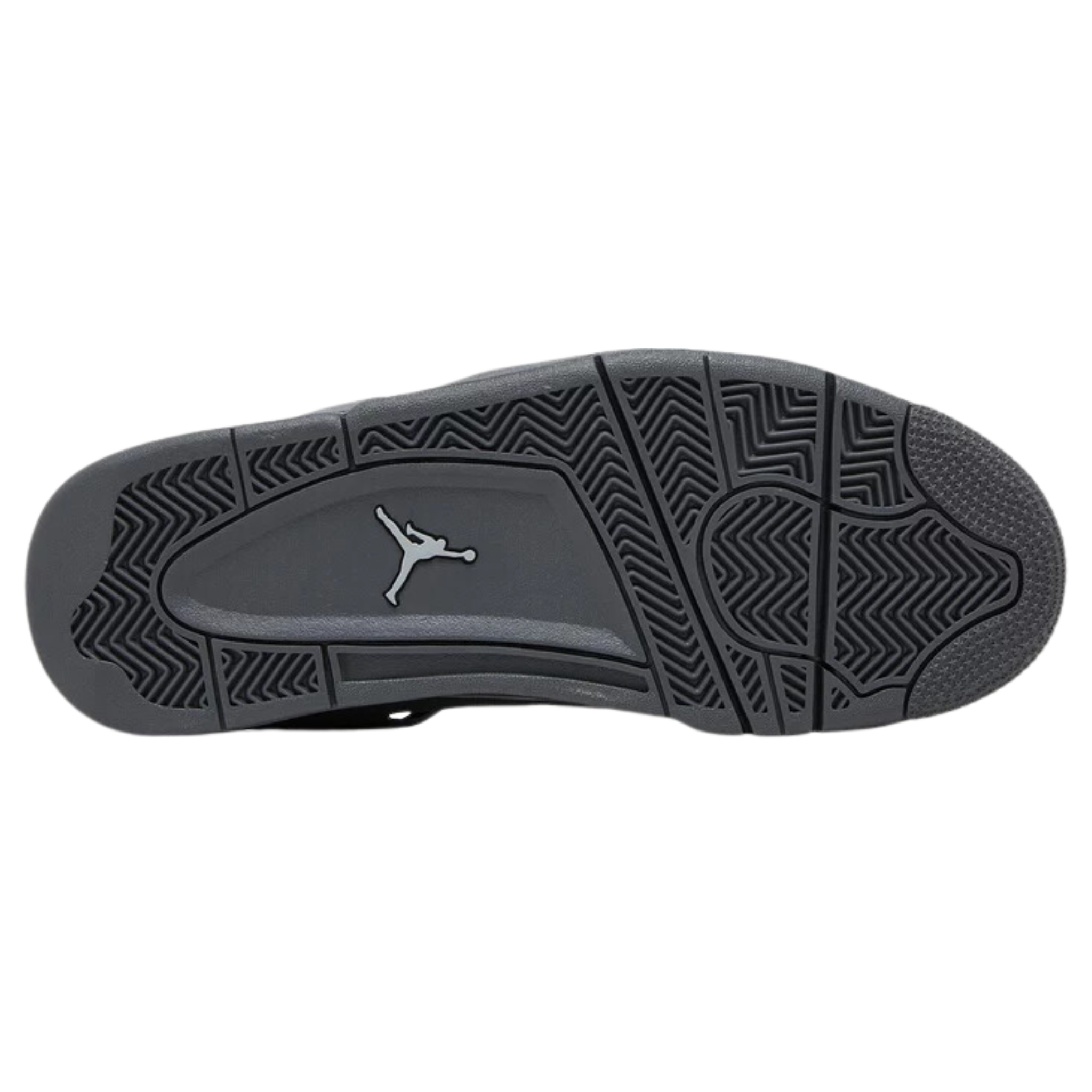 Air Jordan 4 Retro SE 'Wet Cement' (Paris Olympics) featuring a grey nubuck upper with a suede forefoot overlay and debossed grid pattern on the quarter panel. The sneaker includes speckled TPU support wings, a molded back tab with a raised Jumpman icon, a second Jumpman logo on the tongue, and a dark grey polyurethane midsole with visible Air-sole cushioning in the heel.