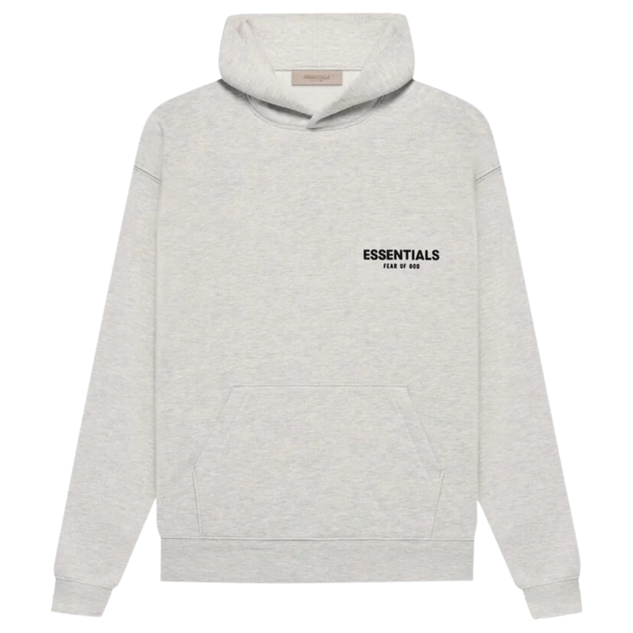 The Fear of God Essentials Hoodie in 'Light Oatmeal' from SS22 is made from soft, cotton-blend fleece for a comfortable fit. Featuring a minimalist design, the hoodie includes a tonal logo print on the chest and a drawstring hood, making it a versatile and stylish addition to any wardrobe.