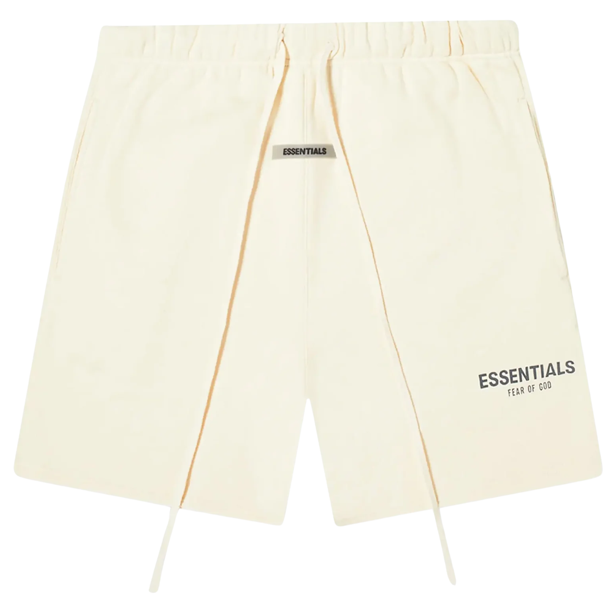 The Fear of God Essentials Shorts 'Buttercream' from SS21 offer a relaxed and minimalist design in a soft, neutral buttercream colorway. Crafted from high-quality cotton-blend fabric, these shorts feature an elastic waistband with an adjustable drawstring and a subtle rubberized logo patch for a signature touch. Ideal for casual wear, they combine comfort and style effortlessly.