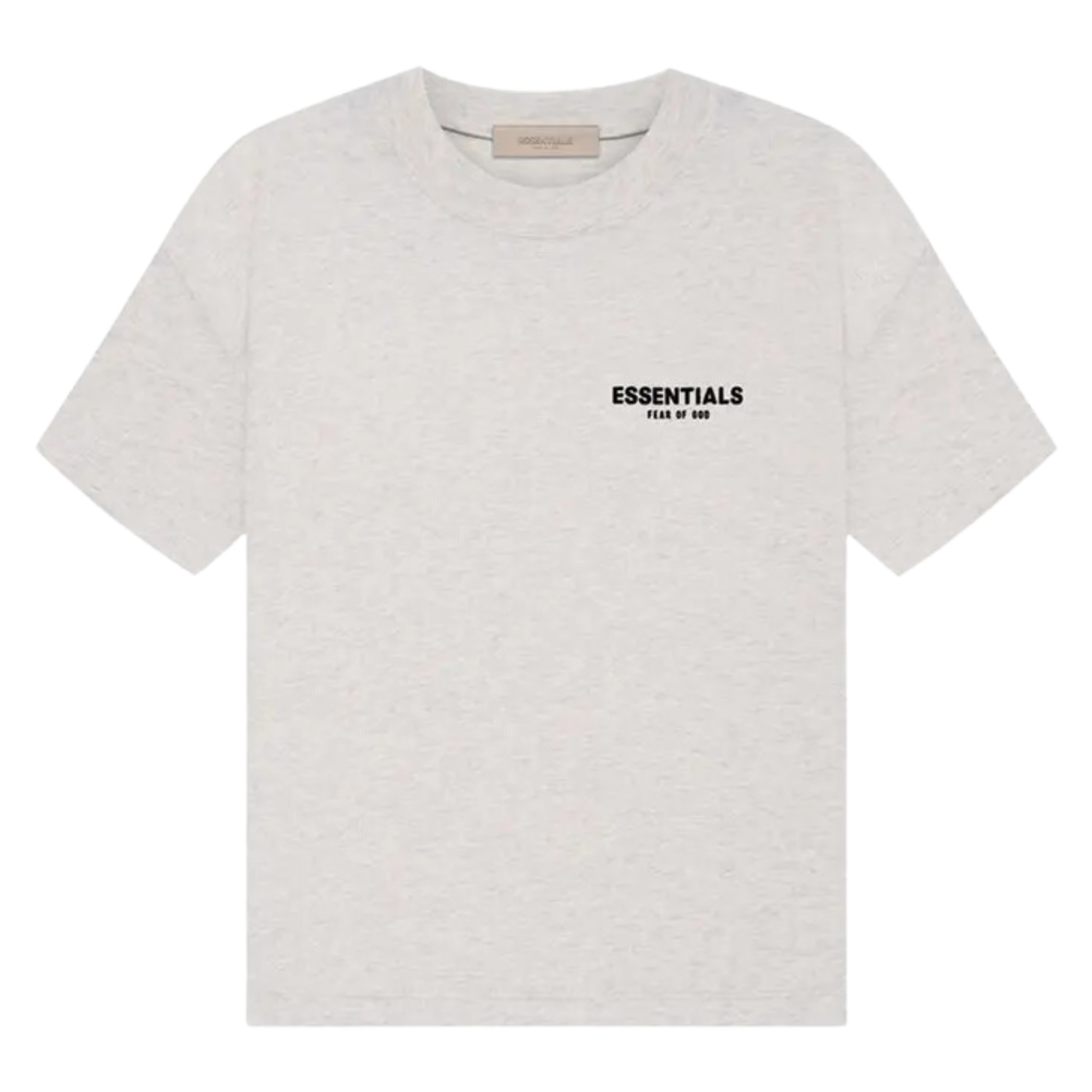 The Fear of God Essentials T-Shirt 'Light Oatmeal' from SS22 features a minimalist design with a soft cotton-blend construction. The shirt is cut for a relaxed fit, offering everyday comfort and style, perfect for layering or wearing on its own as a versatile staple.