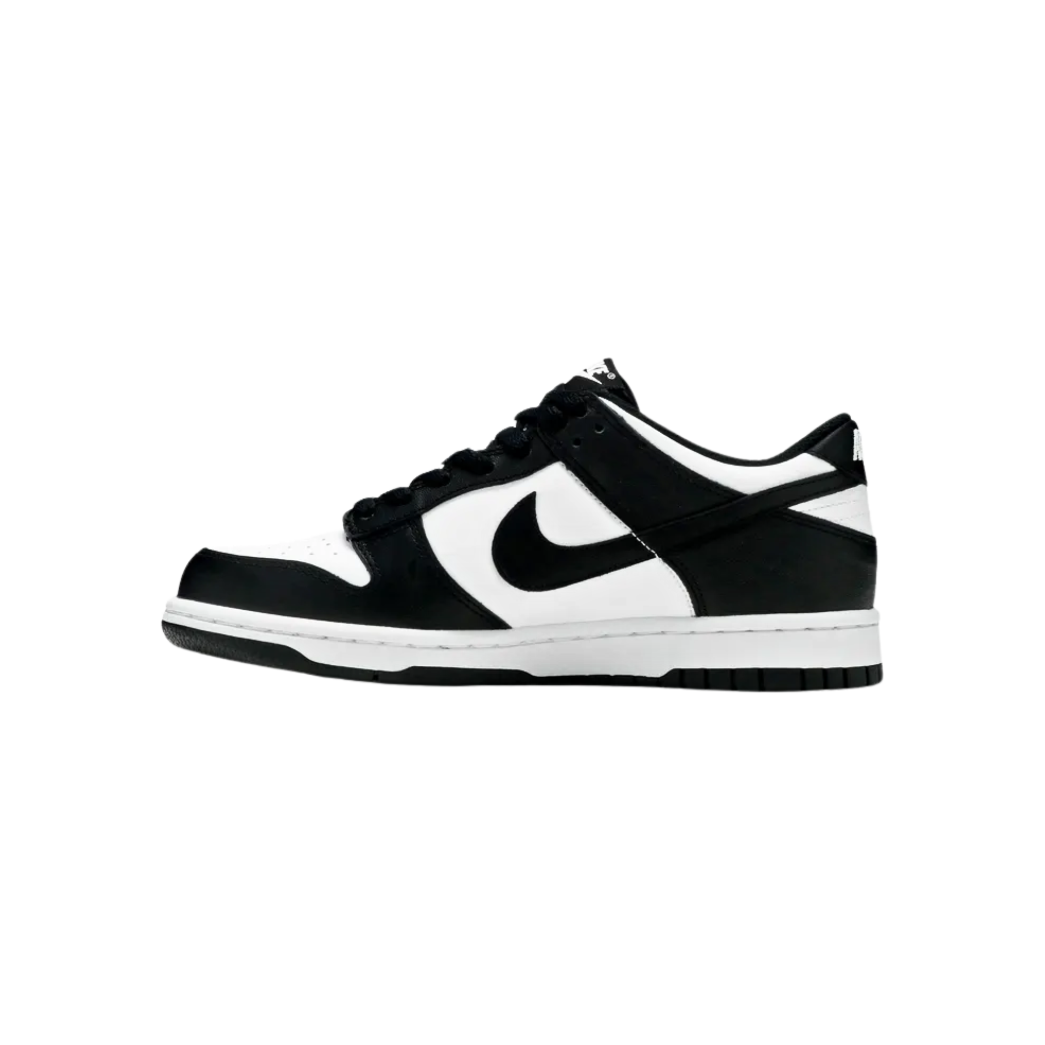 The Nike Dunk Low GS ‘Black White’ features a classic two-tone color scheme with a white leather base and black overlays. Designed by Peter Moore, the retro silhouette includes a low-profile midsole and a rubber outsole with a traction pattern for quick pivots on the hardwood. The simplistic design highlights clean lines, making it a versatile and stylish option for big kids.