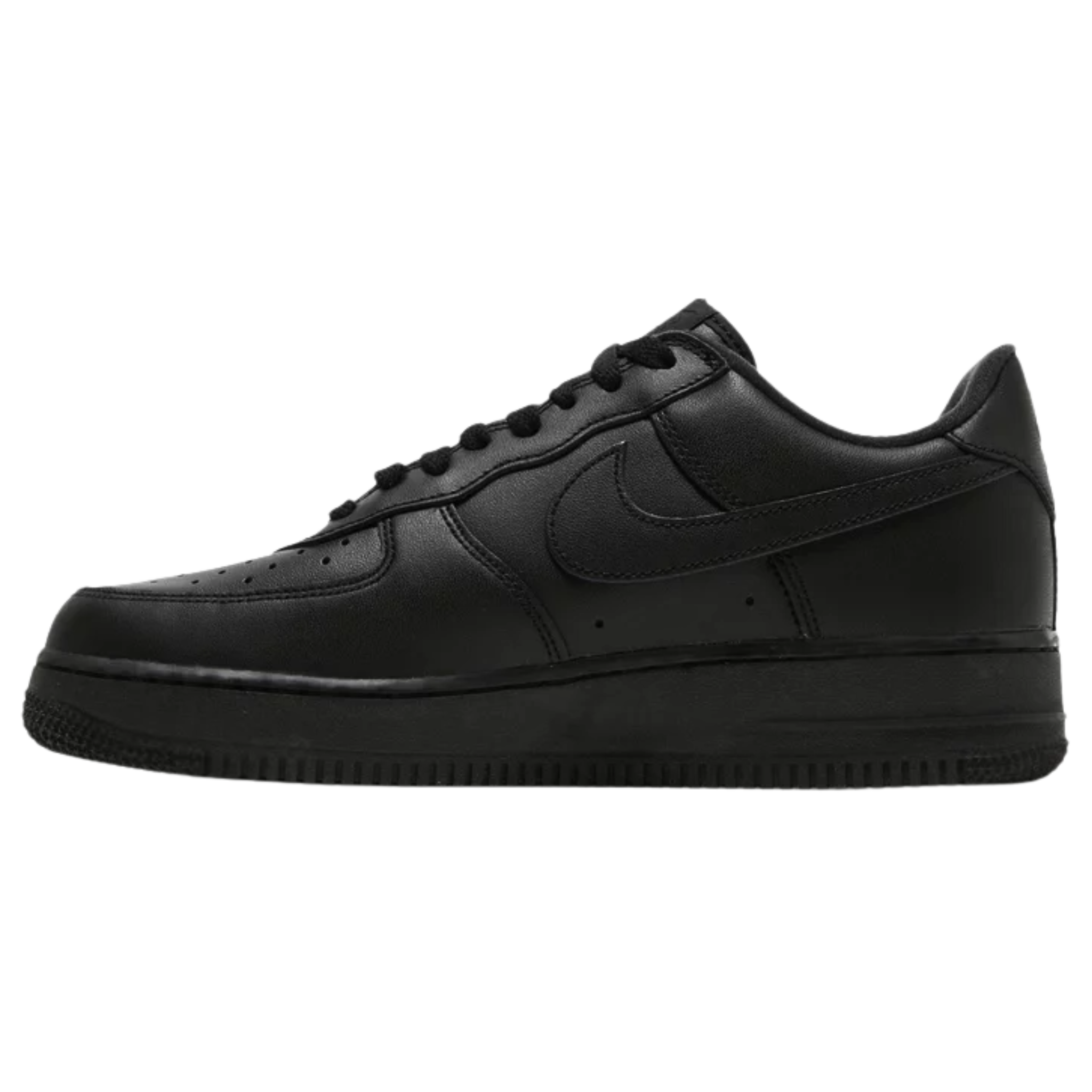 The Supreme x Air Force 1 Low ‘Box Logo’ debuted in the Spring/Summer 2020 collection, featuring a minimalist all-black full-grain leather upper. Supreme's iconic red box logo is displayed on the lateral heel and custom sockliner, alongside a Nike Air logo. The sneaker comes with an additional set of black laces, each printed with Supreme branding, completing the sleek and understated design.