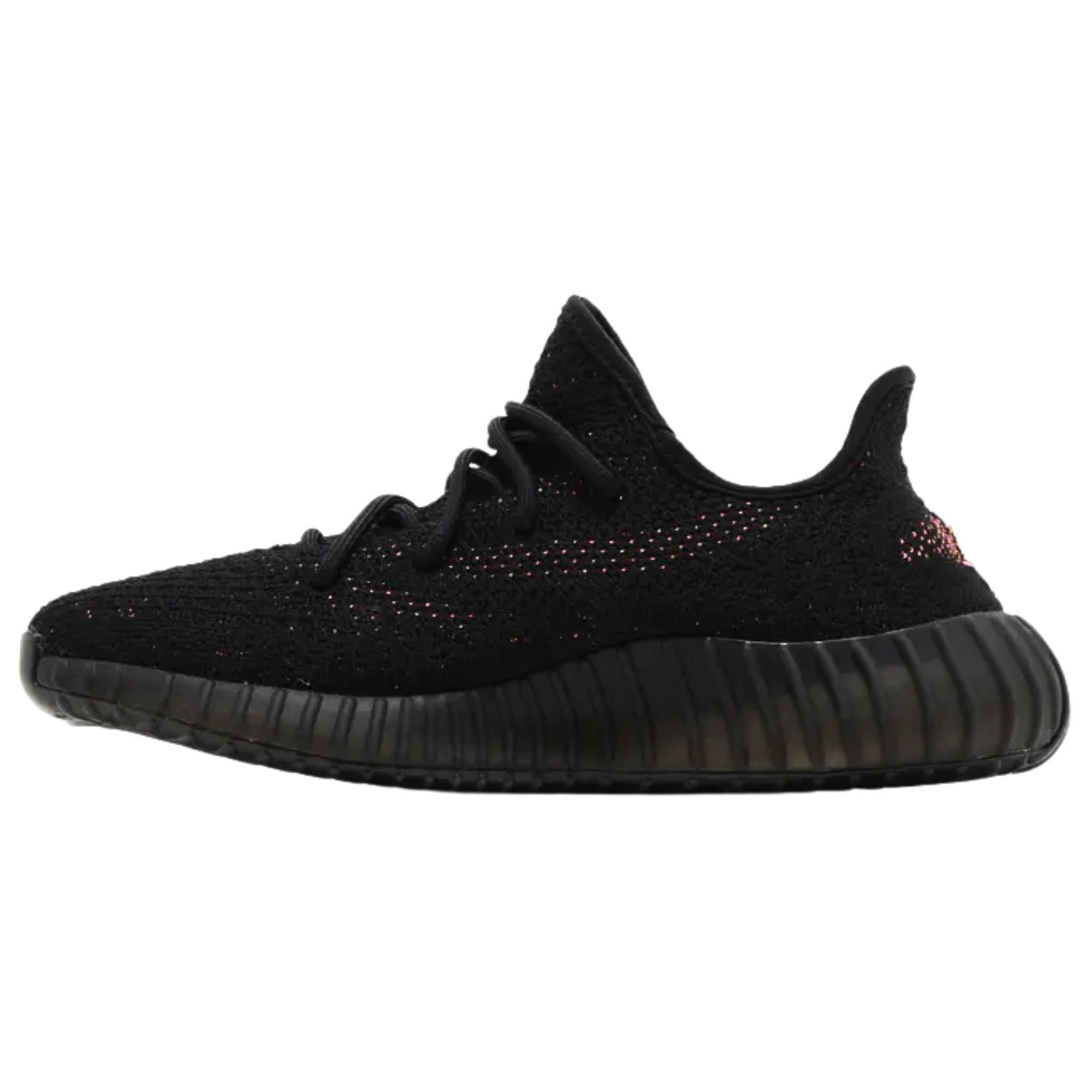 Shop the 2023 adidas Yeezy Boost 350 V2 ‘Red,’ a reissue of the iconic 2016 colorway. Featuring a black Primeknit upper with a bold red side stripe and SPLY-350 branding, this sneaker offers a full-length Boost midsole for comfort, a black TPU cage for durability, and a rubber outsole for excellent traction.