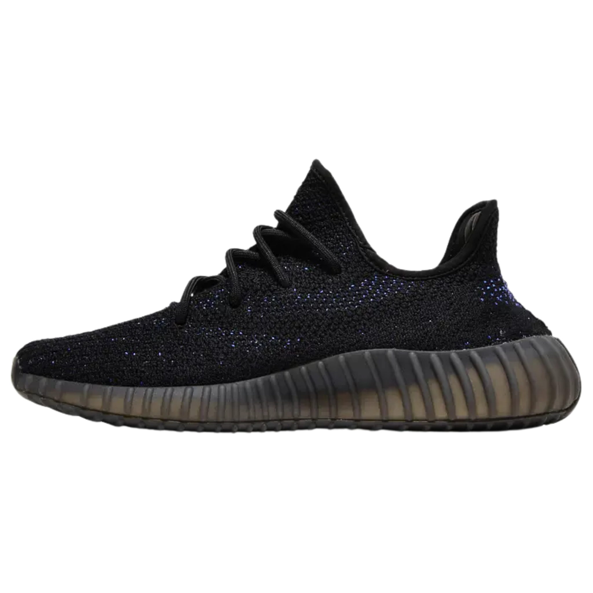 Shop the adidas Yeezy Boost 350 V2 ‘Dazzling Blue’ featuring a black Primeknit upper with royal blue accents and SPLY-350 branding. The sleek design includes a full-length Boost midsole for responsive cushioning, wrapped in a semi-translucent TPU cage for added durability and support.
