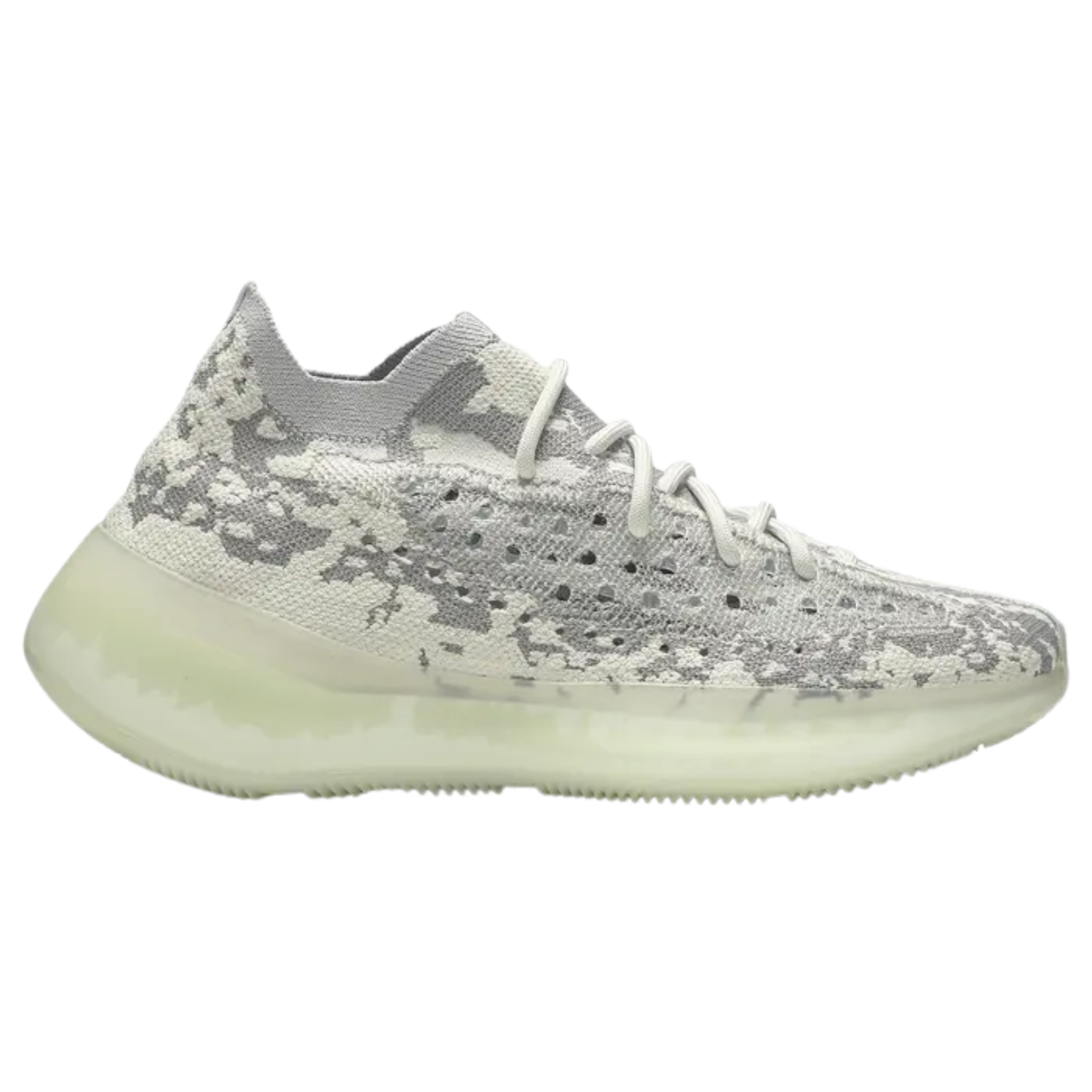 Shop the adidas Yeezy Boost 380 ‘Alien,’ featuring a sleek textile upper with a textured weave pattern and reflective details for a futuristic look. The higher-cut bootie is secured with a unique lacing structure, while Boost cushioning is encased in a milky translucent rubber midsole and outsole for enhanced comfort and style.