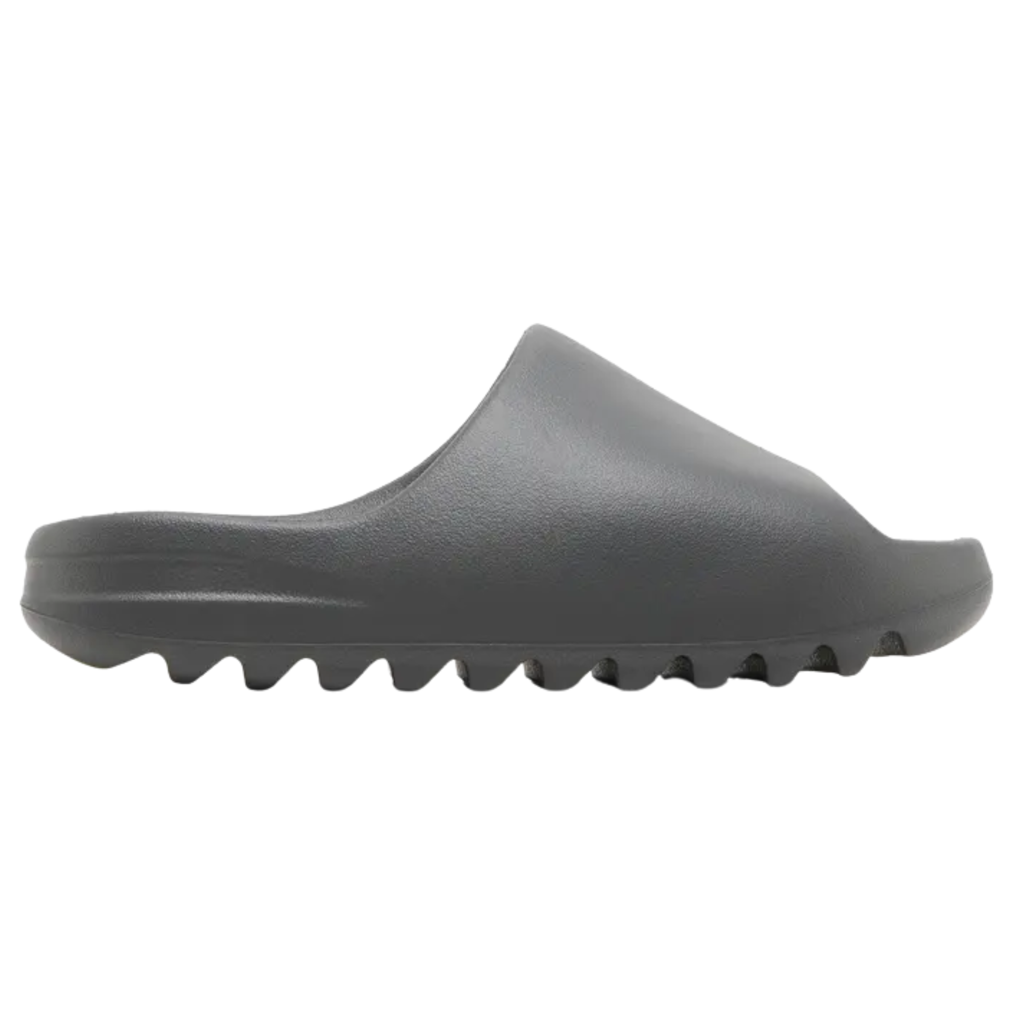 Shop the adidas Yeezy Slide ‘Granite’ in a sleek dark grey, crafted from lightweight EVA foam for a comfortable fit. Featuring a wide strap upper, soft footbed with the adidas three-stripe logo, and a strategically grooved outsole for enhanced traction and a smooth ride.