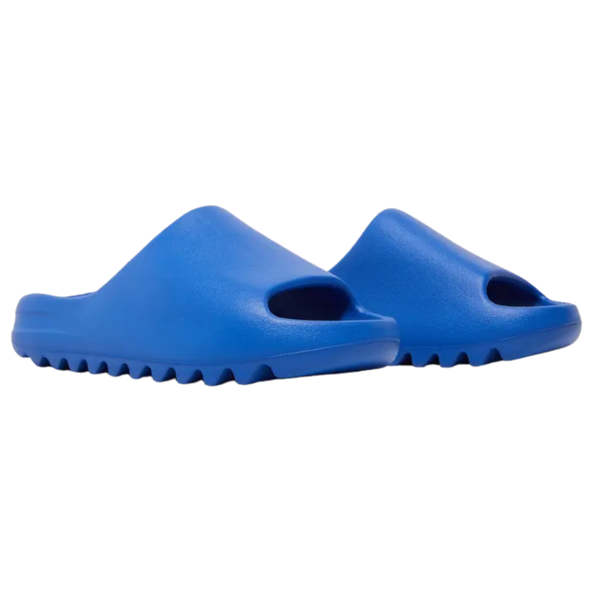 Shop the adidas Yeezy Slide ‘Azure’ in a vibrant blue color, featuring a minimalist one-piece EVA foam design. With a soft footbed marked by a debossed adidas logo and a serrated outsole for impact protection and grip, this slip-on sandal combines style and comfort.