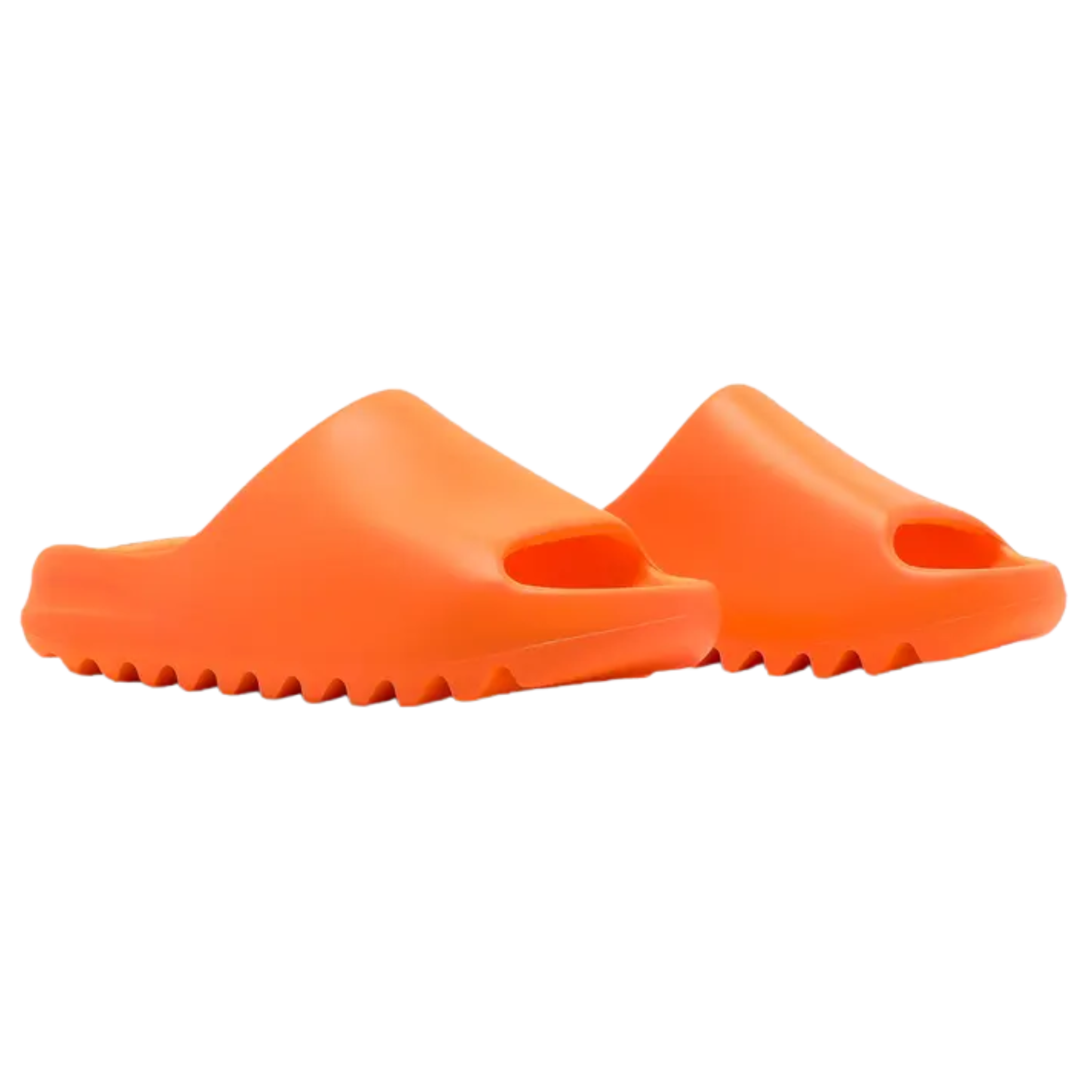 Shop the adidas Yeezy Slide ‘Enflame Orange,’ featuring a vibrant citrus hue and a lightweight injected EVA construction. With breathable open-toe design, a plush footbed with adidas’ three-stripe logo, and an outsole with pronounced flex grooves for improved cushioning and durable traction.