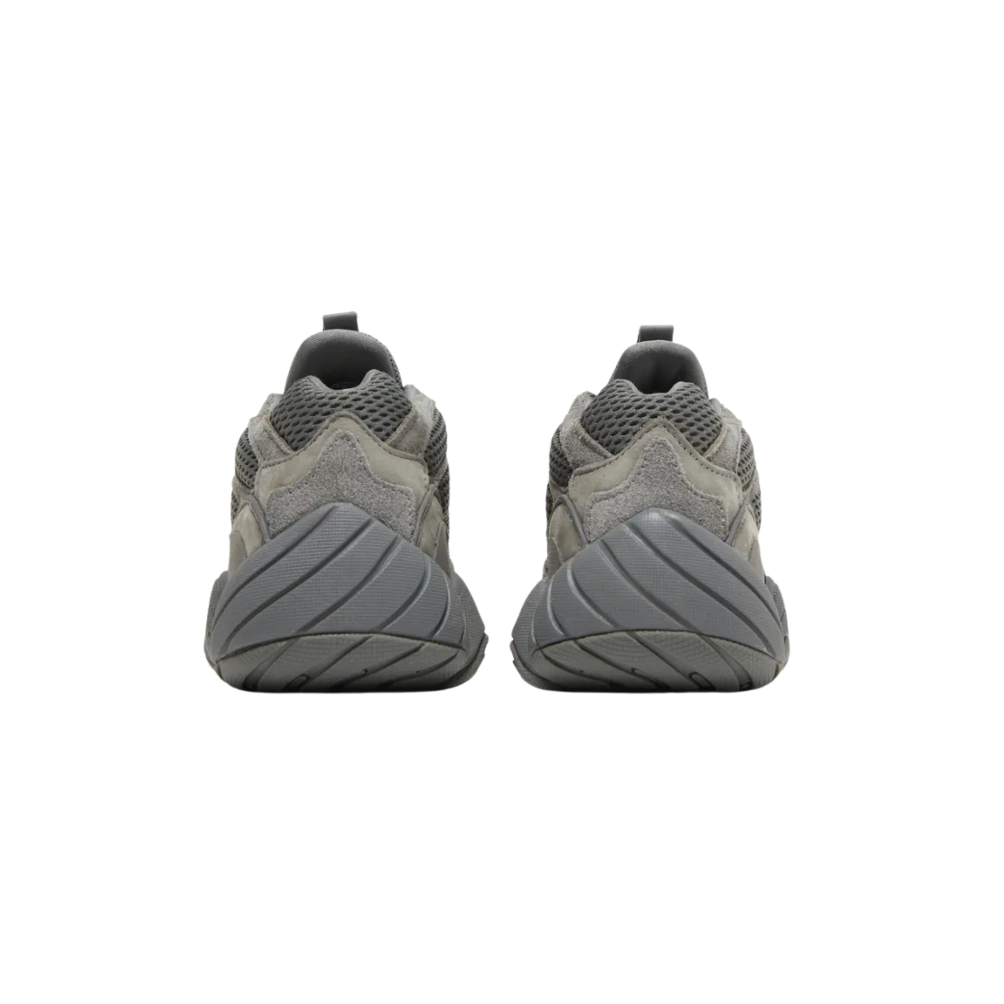 Shop the adidas Yeezy 500 ‘Granite’ featuring a subdued greyscale finish with charcoal mesh, suede, and leather overlays. The padded Lycra collar ensures comfort, while the seamless rubber mudguard enhances durability. The podular adiPRENE+ midsole, inspired by the adidas KB8 3, provides cushioning and support.