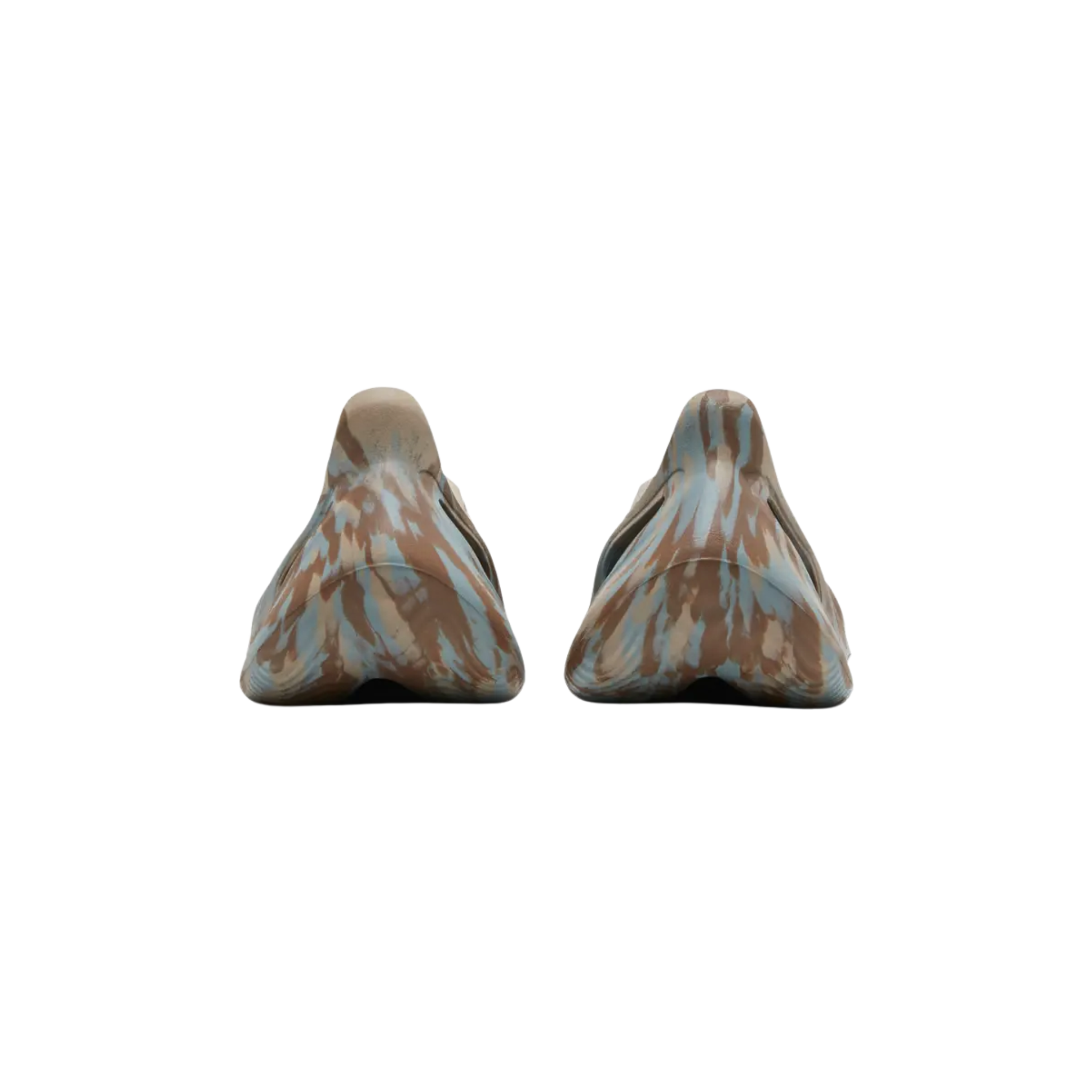 Shop the adidas Yeezy Foam Runner ‘MX Sand Grey’ featuring a tan one-piece foam upper with swirling grey and dark beige accents. Designed with ventilation ports for breathability, a sculpted heel for foot support, and a wavy traction outsole for enhanced grip and comfort.